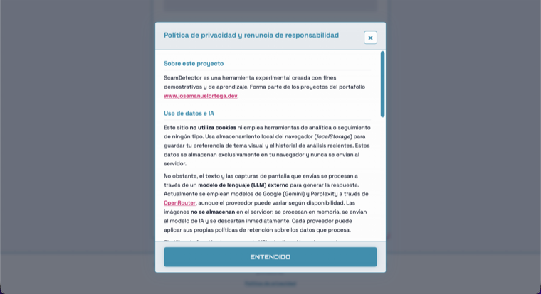 Modal de pol&iacute;tica de privacidad